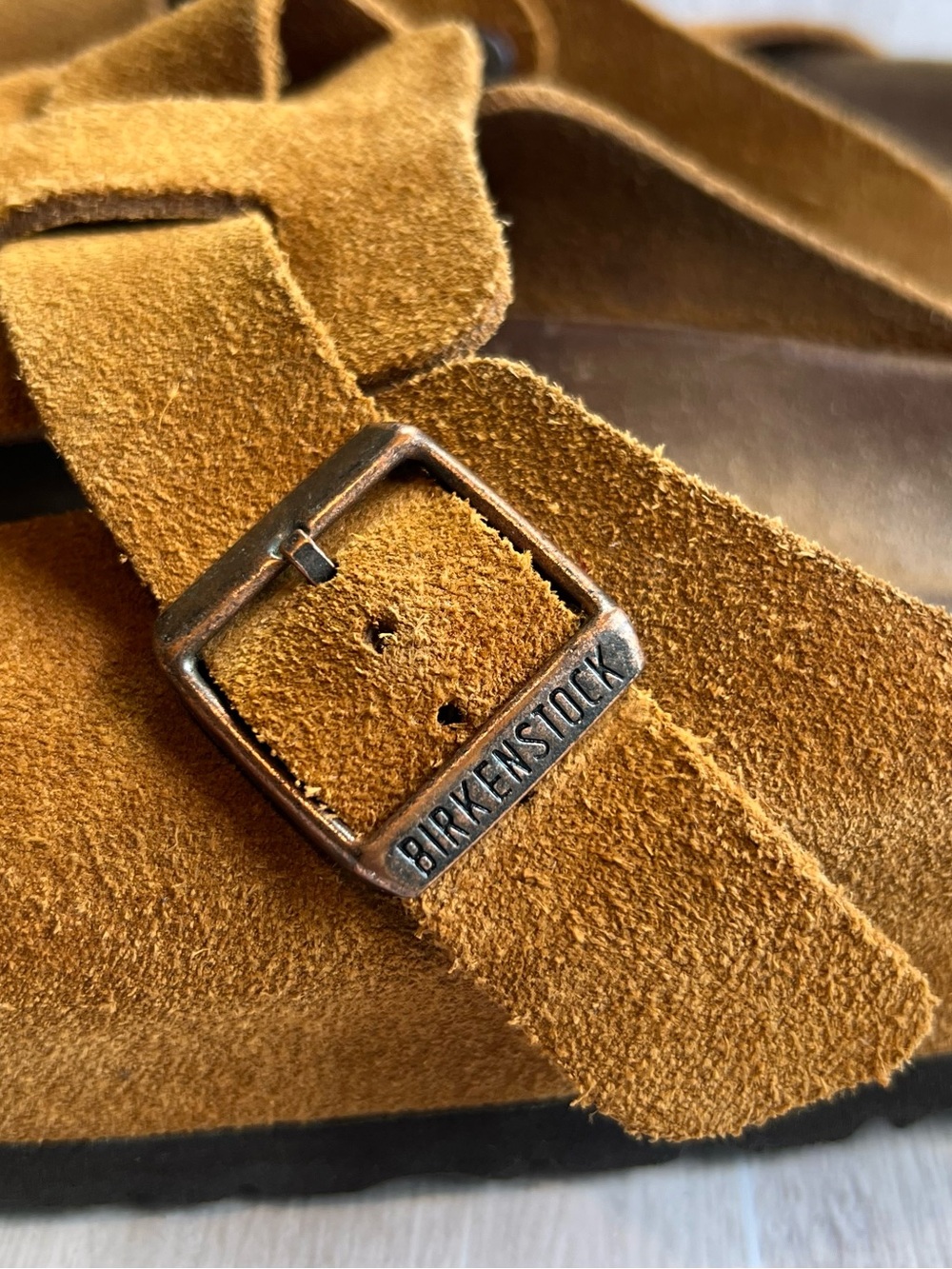 Birkenstock Women's Suede Slip-On Clog in Cognac - Picture 10 of 14